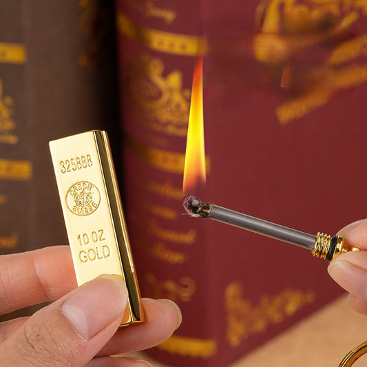 Gold Bar Ten Thousand Matches Creative Portable Pendant Lighter